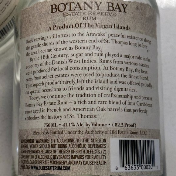 BOTANY BAY 2 Empty Rum Bottles from St. Thomas for Crafting - Picture 6 of 12